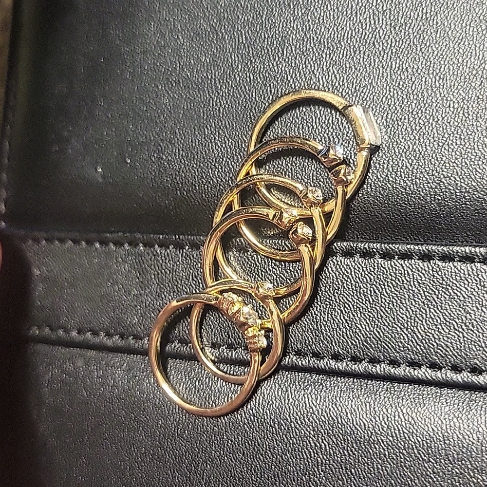 Costume jewelry, golden ring set of 6 rings - Picture 9 of 10